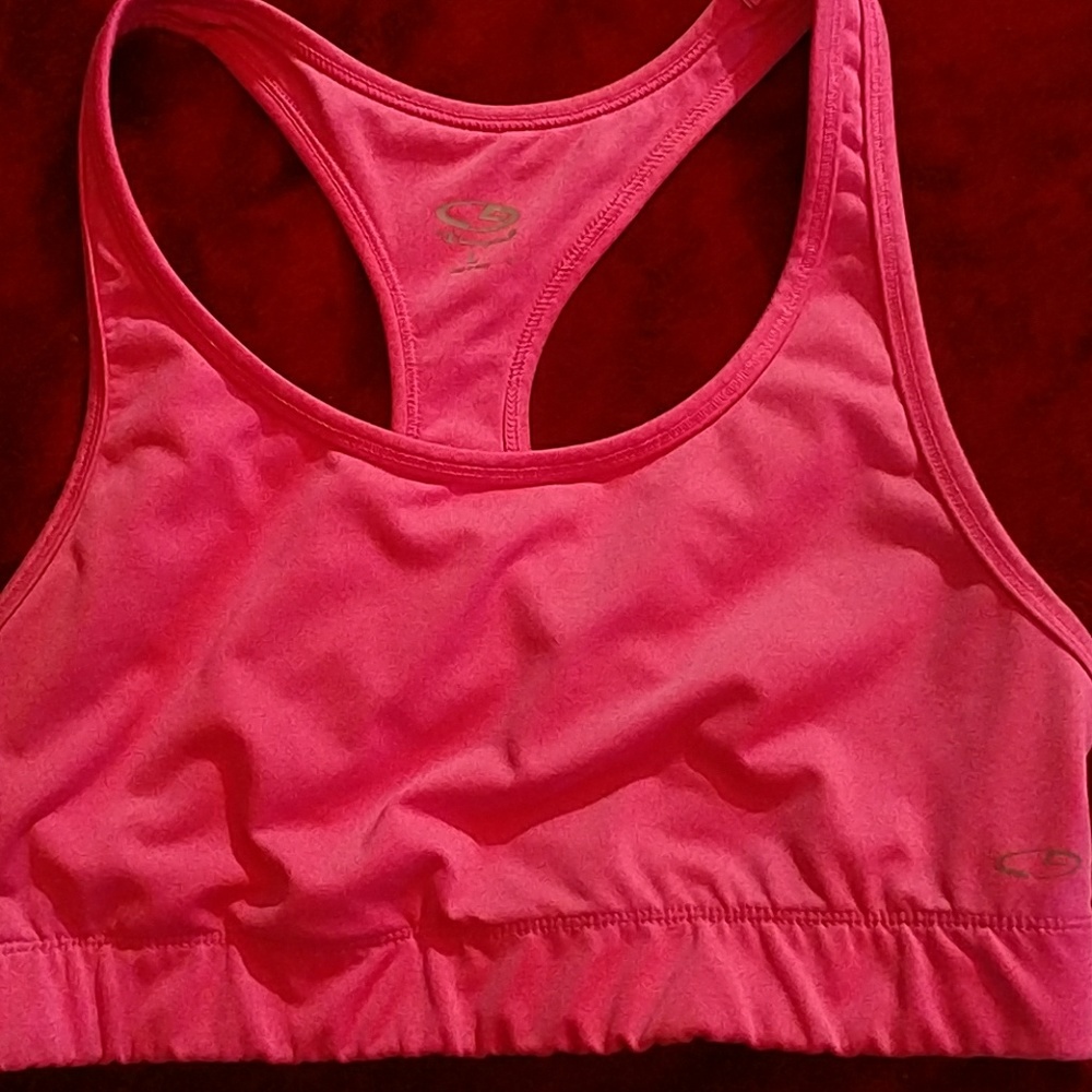 Neon pink sports bra
